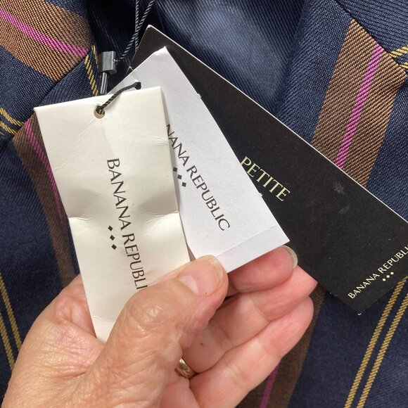 Banana Republic Factory Striped Icon Blazer Size 6 Petite Classic‎ Preppy NEW - Picture 4 of 16